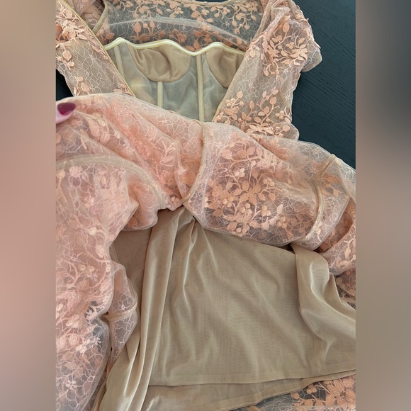 Bronx and Banco - Megan Cap Sleeve Gown in Beige - Picture 8 of 9